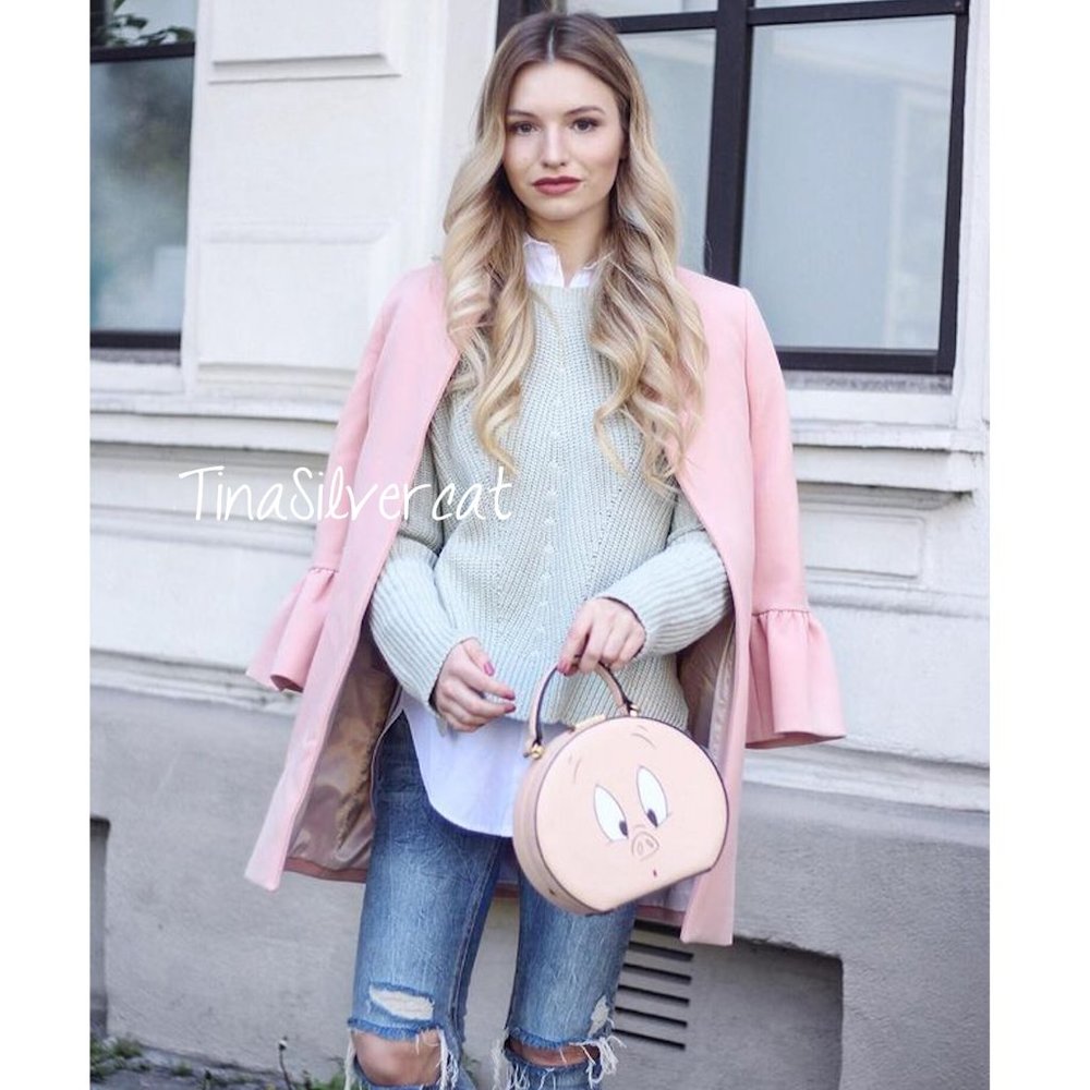 Zara Pink Bell Sleeve Coat Sz S NWT - Picture 11 of 12